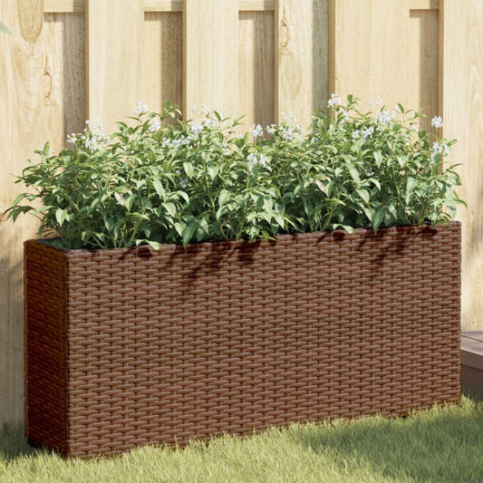 Fioriera Con 2 Vasi 90X20X40 Cm In Polyrattan