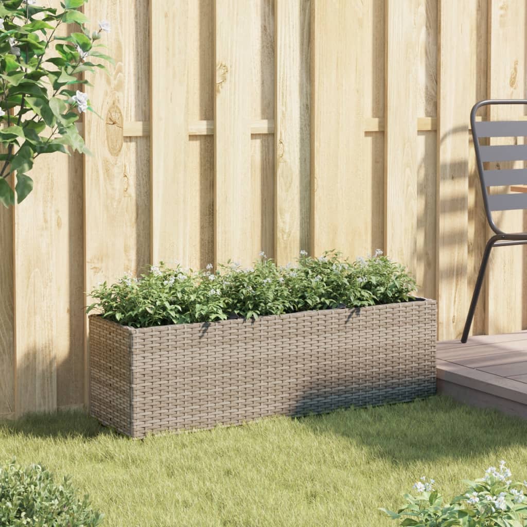Fioriera Da Giardino Con 3 Vasi Grigia Polyrattan