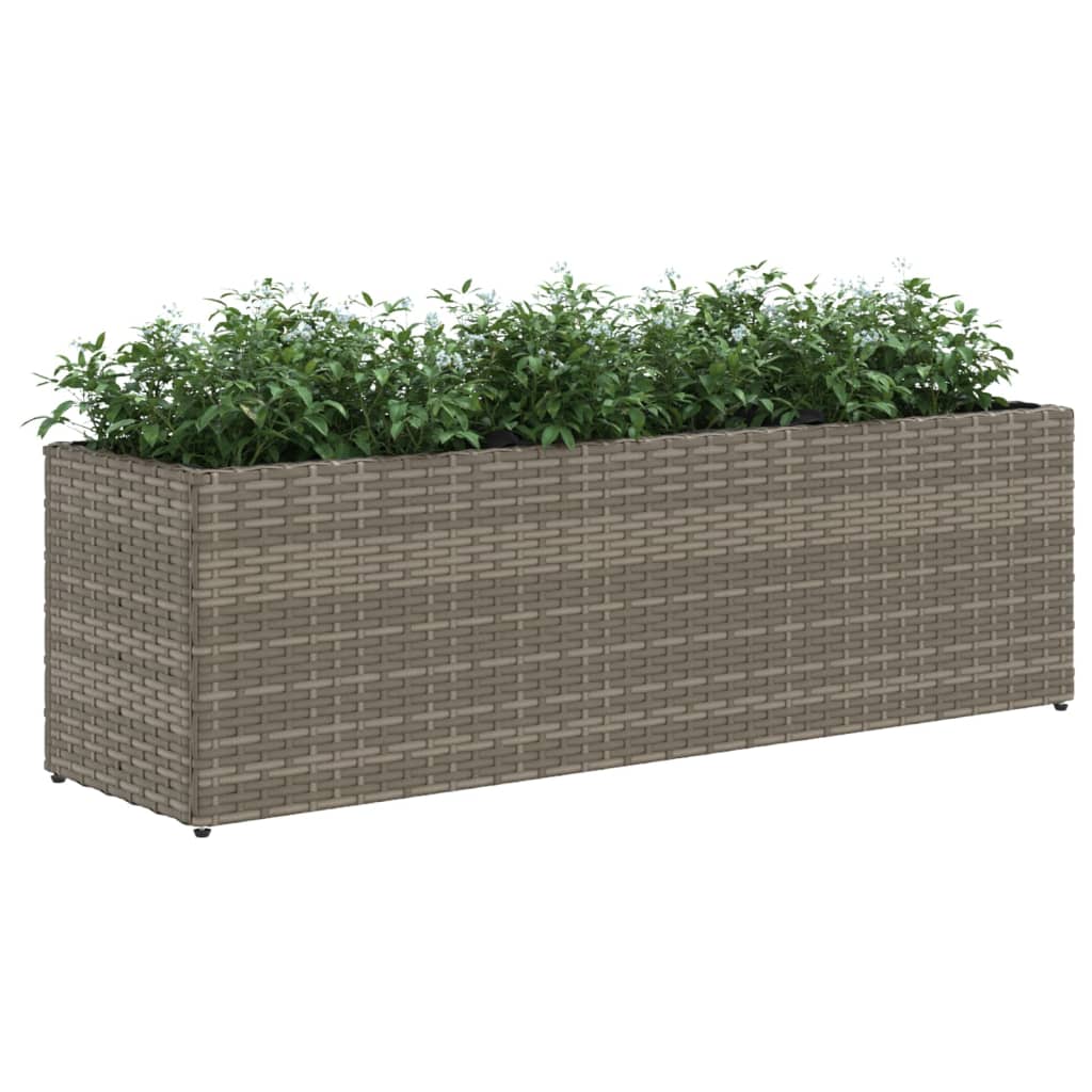 Fioriera Da Giardino Con 3 Vasi Grigia Polyrattan