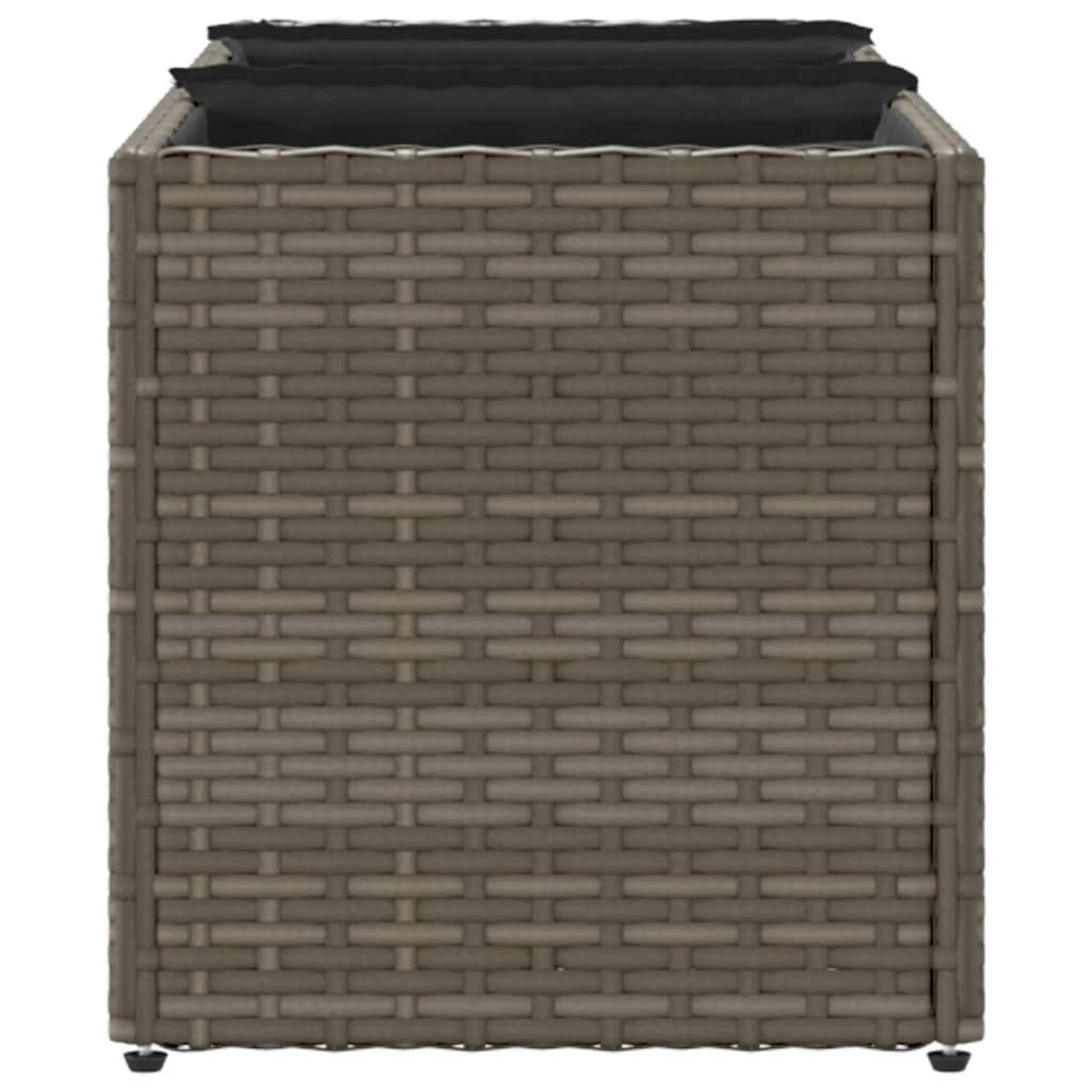 Fioriera Da Giardino Con 3 Vasi Grigia Polyrattan