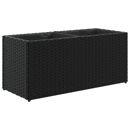 Fioriera Da Giardino Con 2 Vasi Nera In Polyrattan