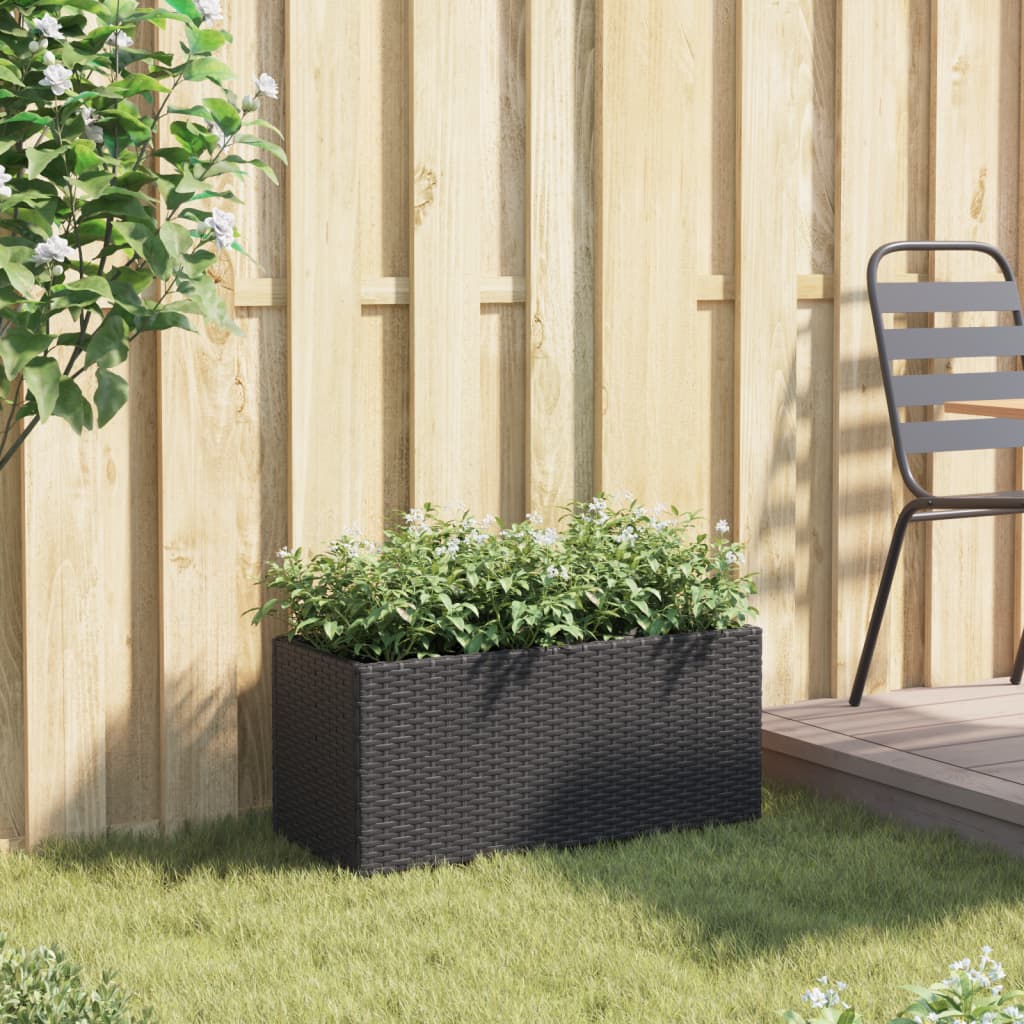 Fioriera Da Giardino Con 2 Vasi Nera In Polyrattan