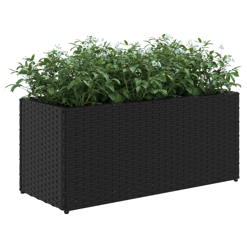 Fioriera Da Giardino Con 2 Vasi Nera In Polyrattan
