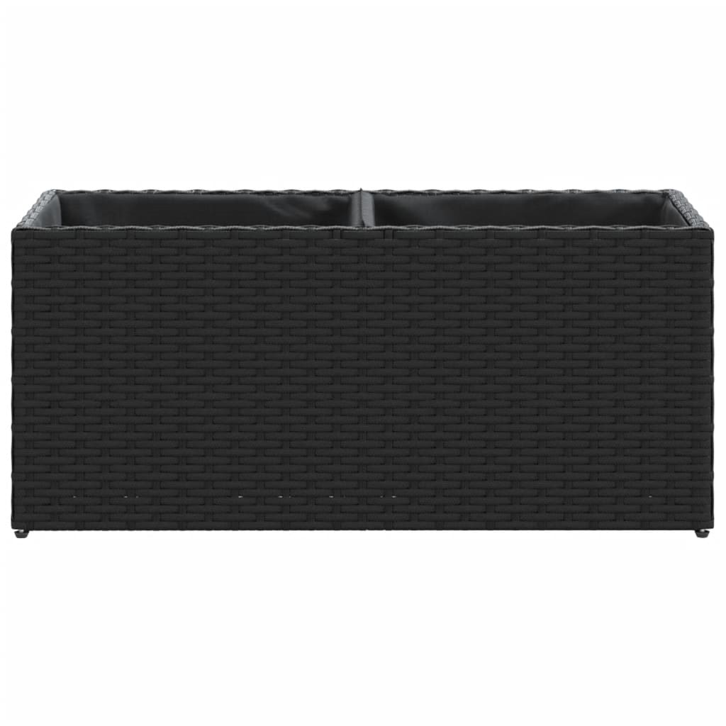 Fioriera Da Giardino Con 2 Vasi Nera In Polyrattan