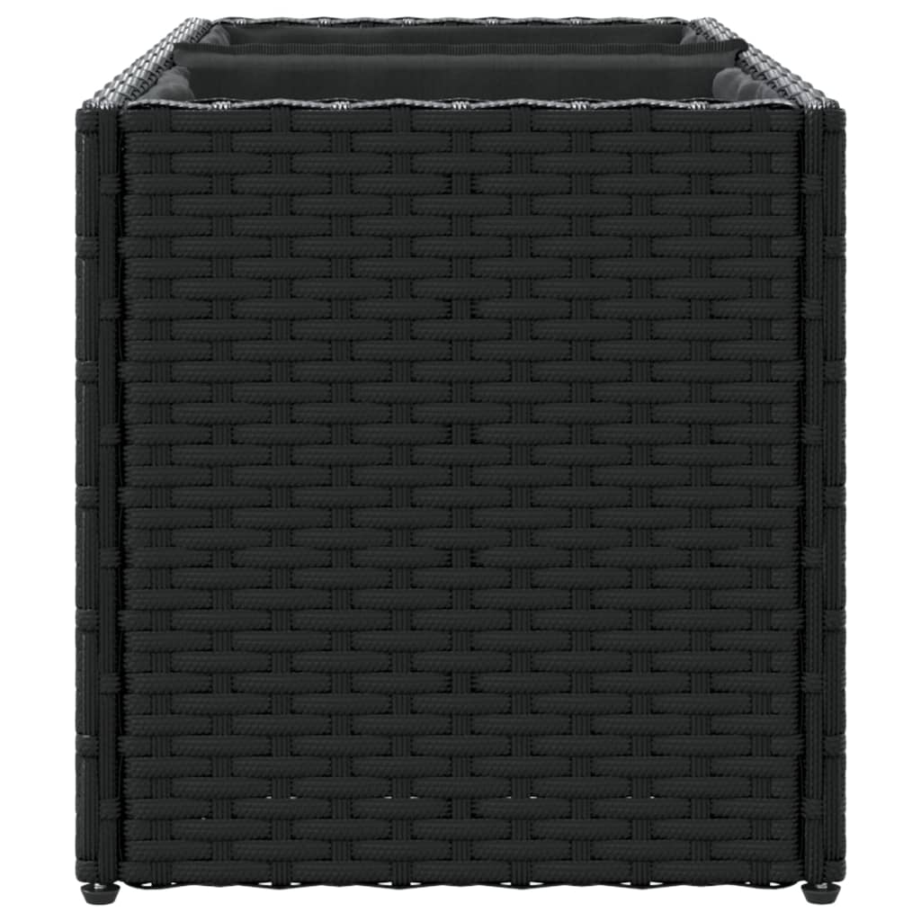 Fioriera Da Giardino Con 2 Vasi Nera In Polyrattan