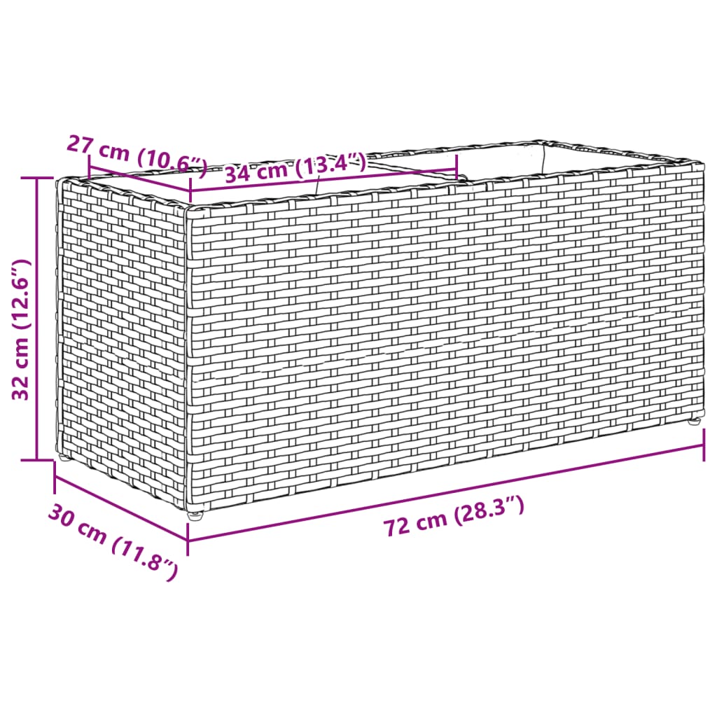 Fioriera Da Giardino Con 2 Vasi Nera In Polyrattan
