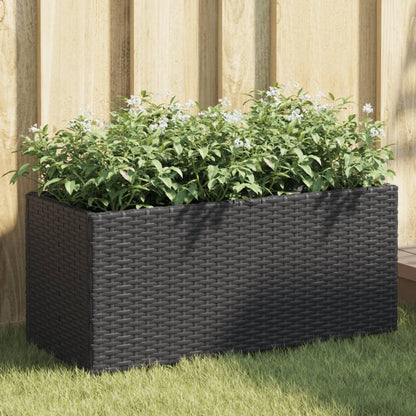 Fioriera Da Giardino Con 2 Vasi Nera In Polyrattan