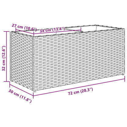 Fioriera Da Giardino Con 2 Vasi Grigia 72X30X32 Cm Polyrattan