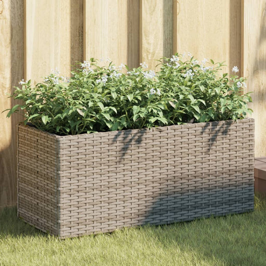Fioriera Da Giardino Con 2 Vasi Grigia 72X30X32 Cm Polyrattan