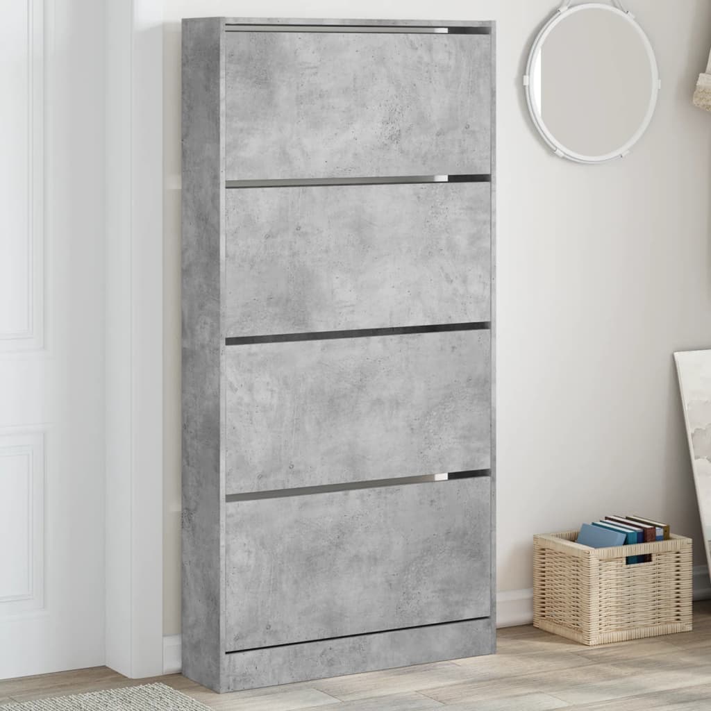Scarpiera 60X21X163,5 Cm In Legno Multistrato Grigio Cemento