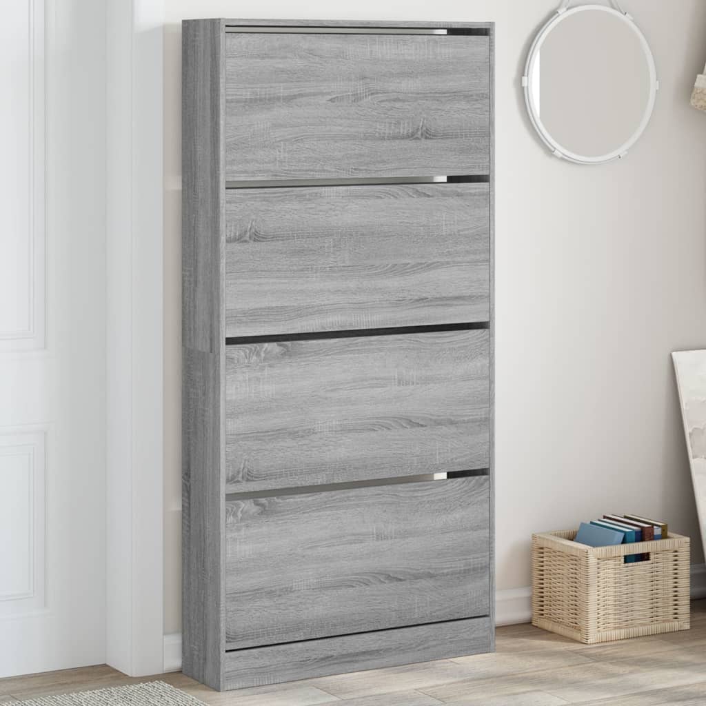Scarpiera 60X34X96,5 Cm In Legno Multistrato Grigio Sonoma