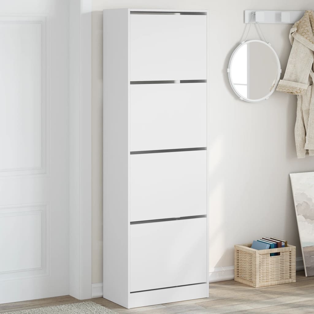 Scarpiera Bianca In Legno Multistrato Bianco