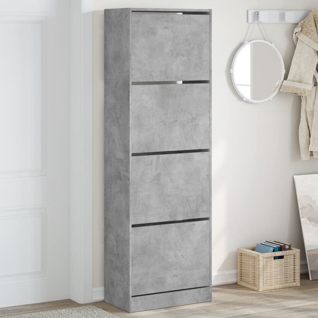 Scarpiera 60X21X163,5 Cm In Legno Multistrato Grigio Cemento