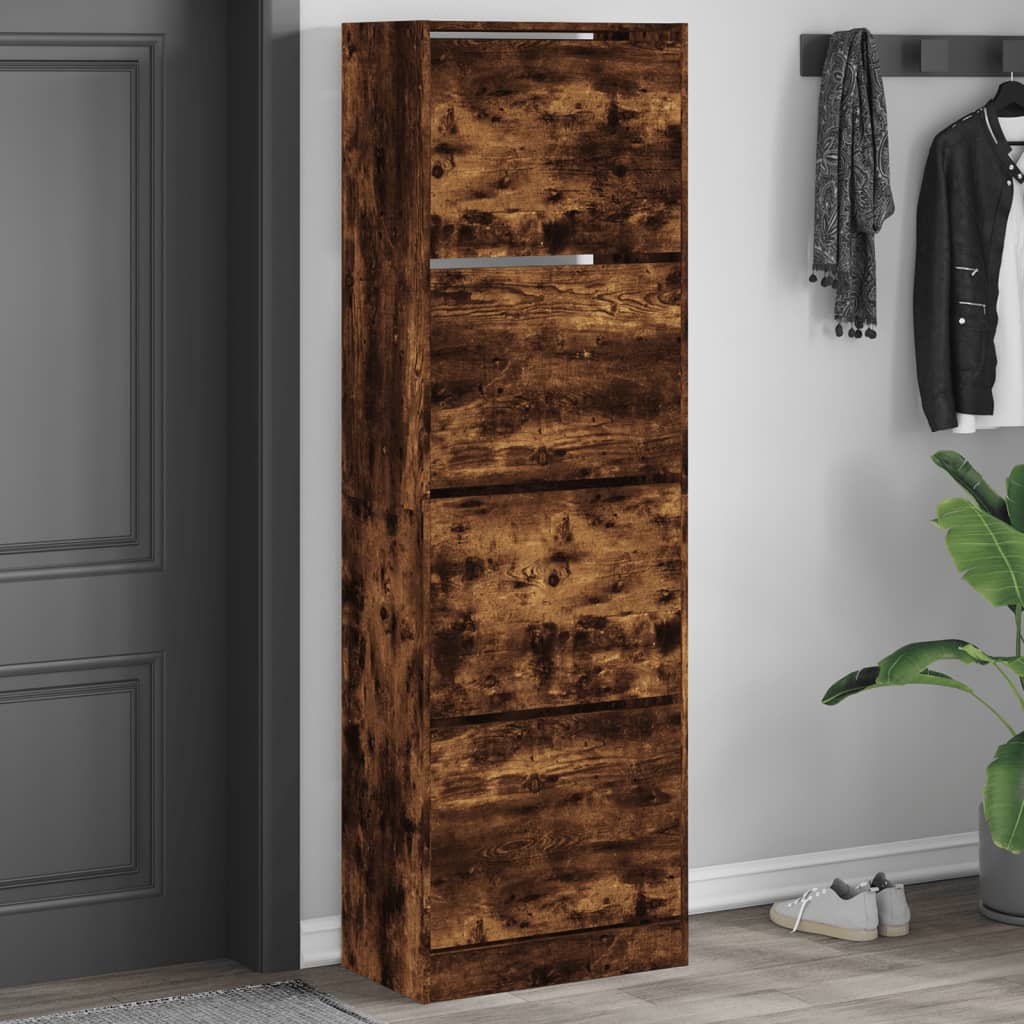 Scarpiera In Legno Multistrato Rovere Fumo