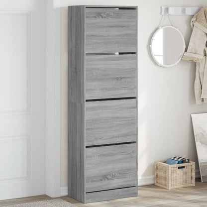 Scarpiera 60X34X96,5 Cm In Legno Multistrato Grigio Sonoma