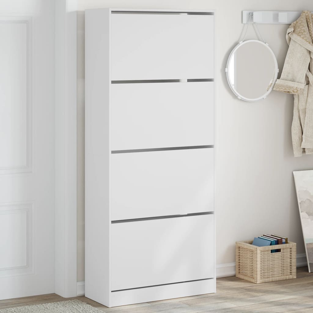 Scarpiera Bianca In Legno Multistrato Bianco
