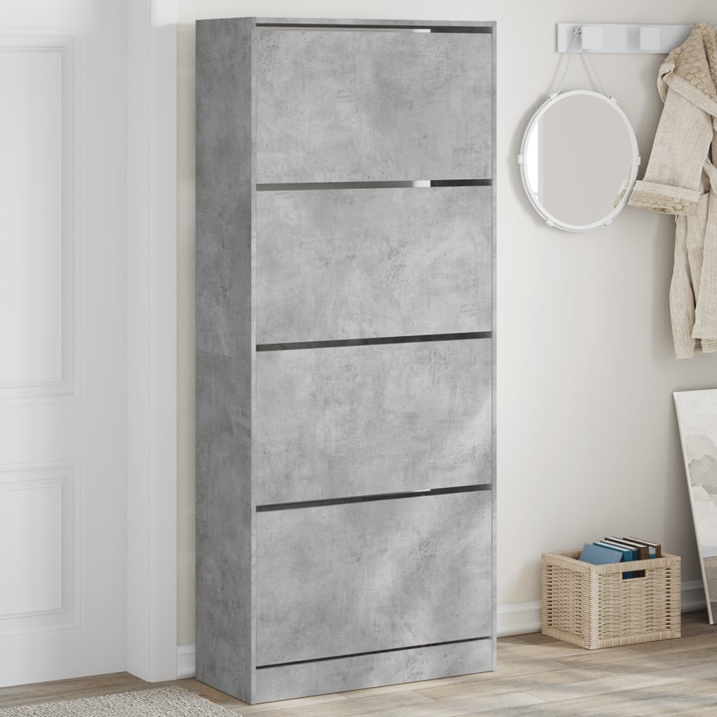 Scarpiera 60X21X163,5 Cm In Legno Multistrato Grigio Cemento