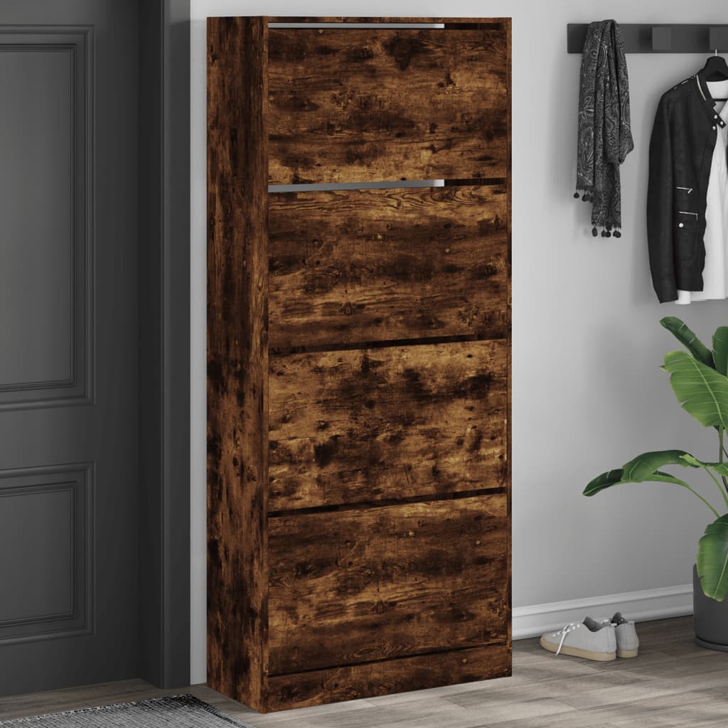 Scarpiera In Legno Multistrato Rovere Fumo