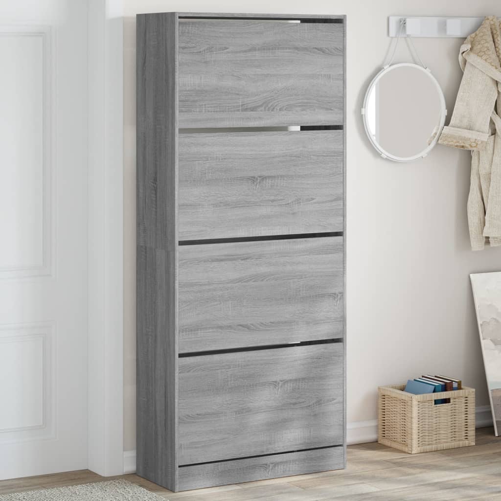 Scarpiera 60X34X96,5 Cm In Legno Multistrato Grigio Sonoma