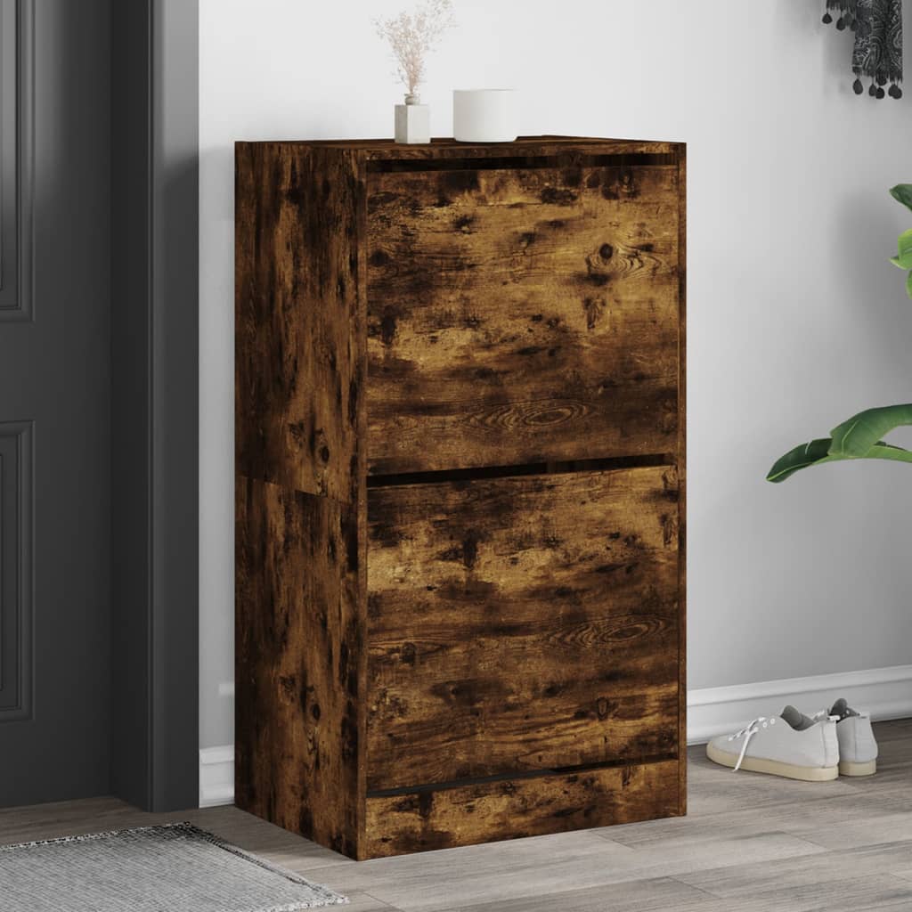 Scarpiera In Legno Multistrato Rovere Fumo