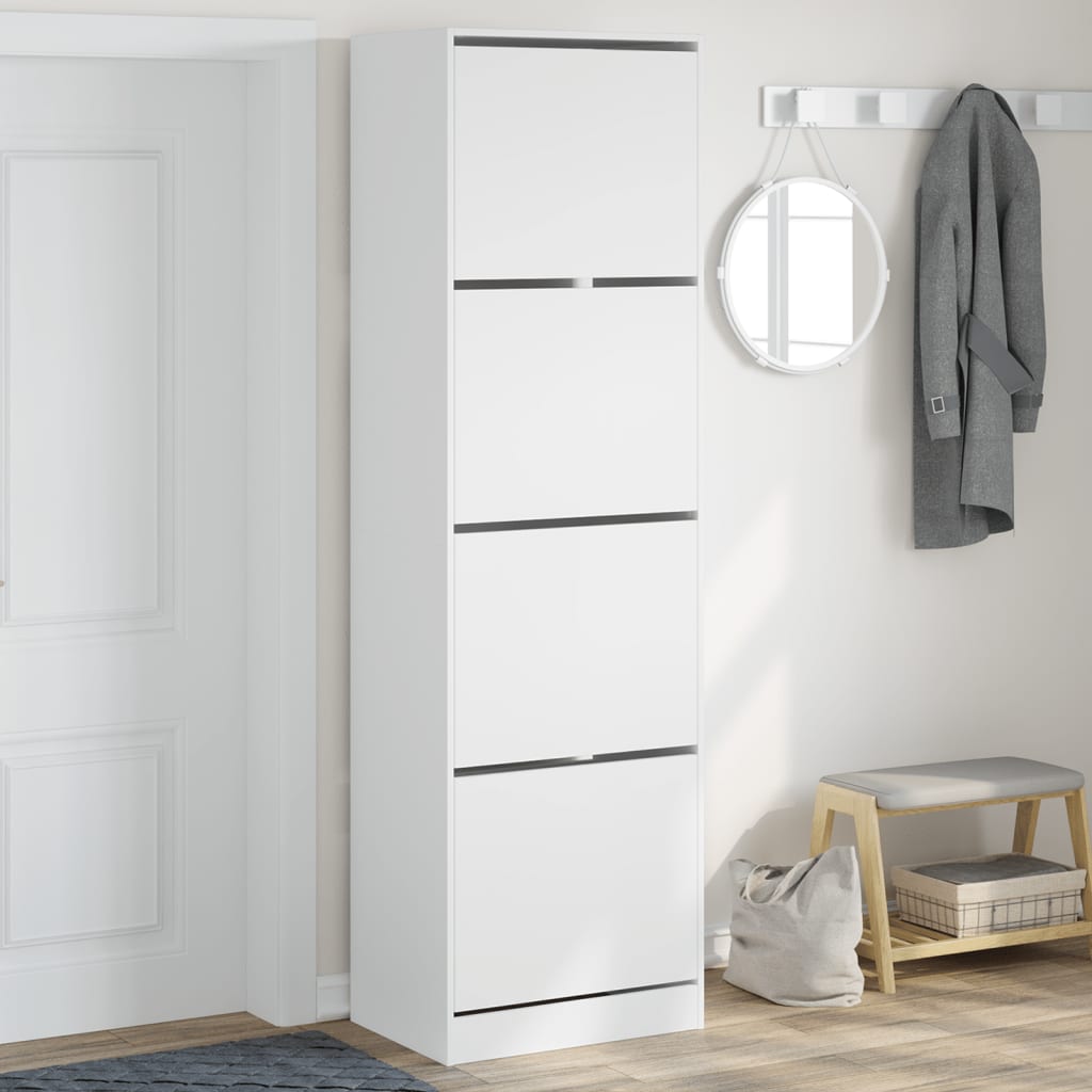 Scarpiera Bianca In Legno Multistrato Bianco