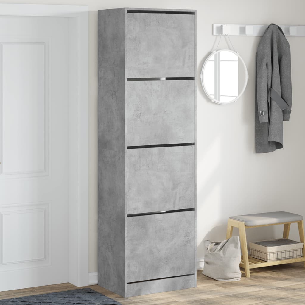 Scarpiera 60X21X163,5 Cm In Legno Multistrato Grigio Cemento