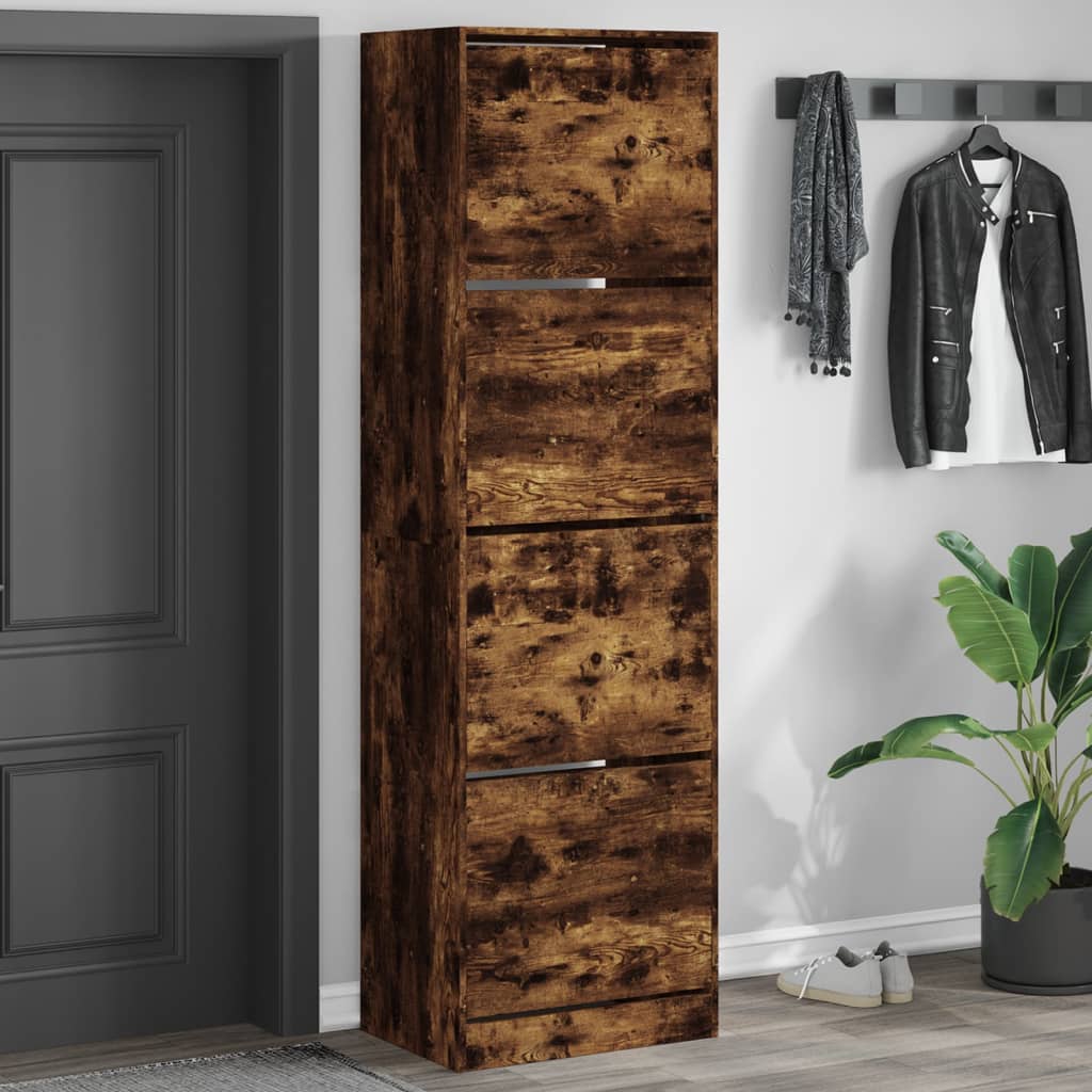 Scarpiera In Legno Multistrato Rovere Fumo