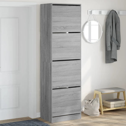 Scarpiera 60X34X96,5 Cm In Legno Multistrato Grigio Sonoma