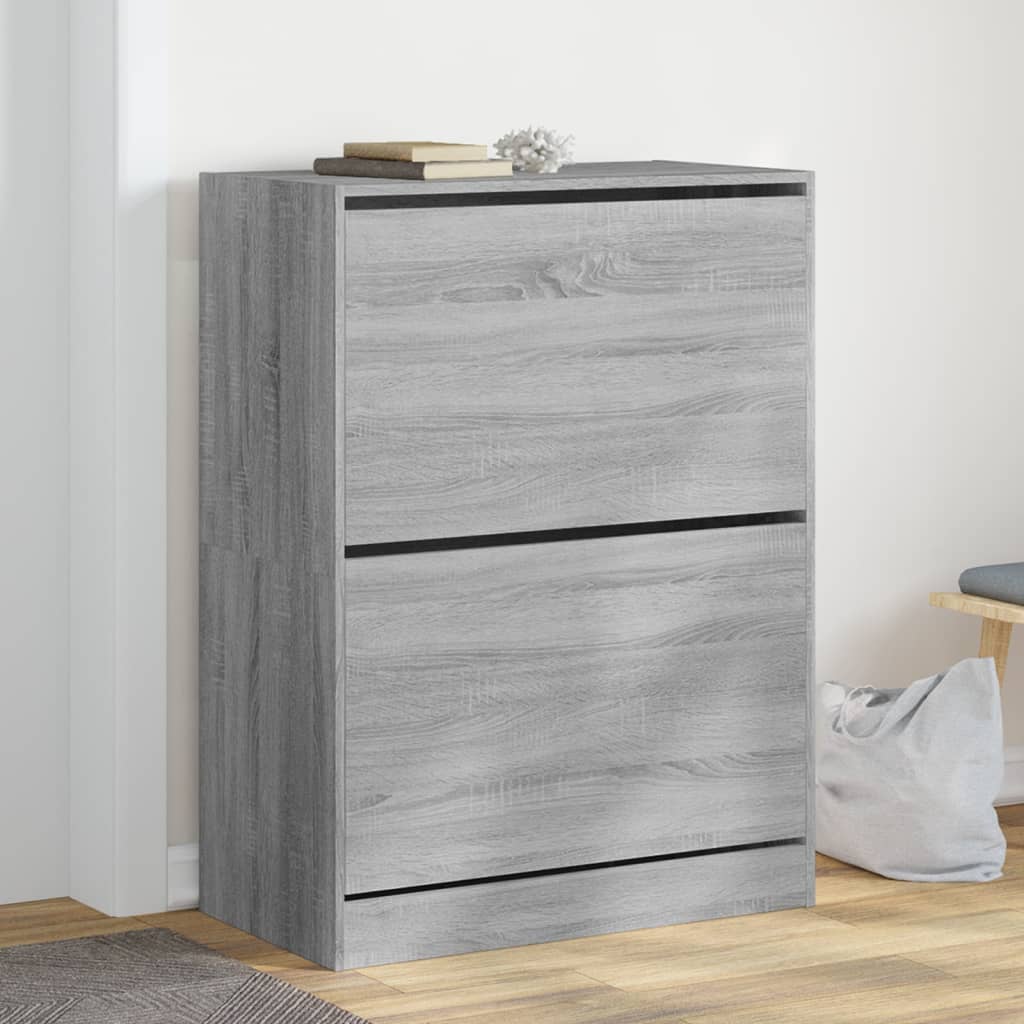 Scarpiera 60X34X96,5 Cm In Legno Multistrato Grigio Sonoma