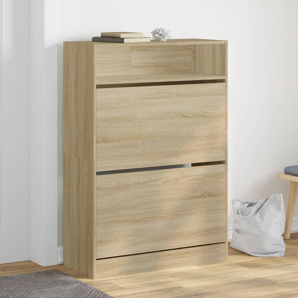 Scarpiera Nera 60X34X116 Cm In Legno Multistrato
