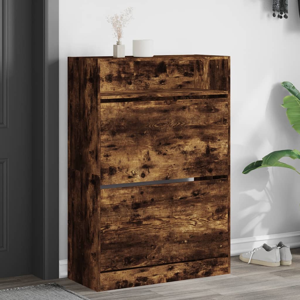 Scarpiera Nera 60X34X116 Cm In Legno Multistrato