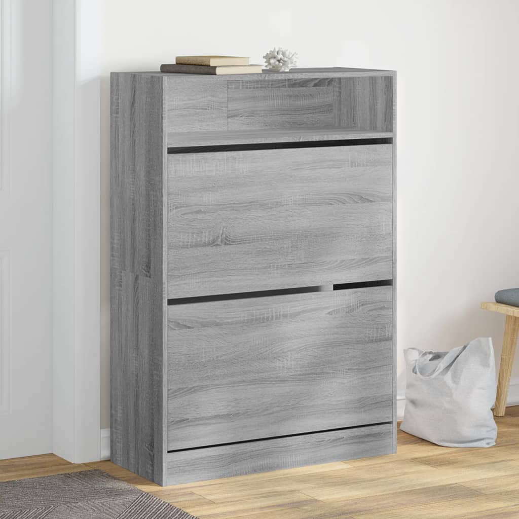 Scarpiera Nera 60X34X116 Cm In Legno Multistrato