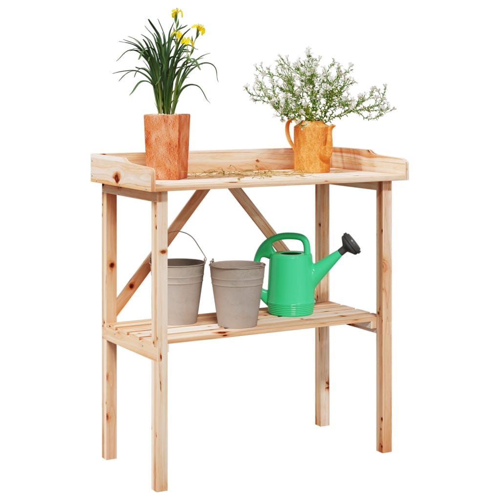 Tavolo Piante Con Ripiano 78X38X,82,5Cm Massello Abete