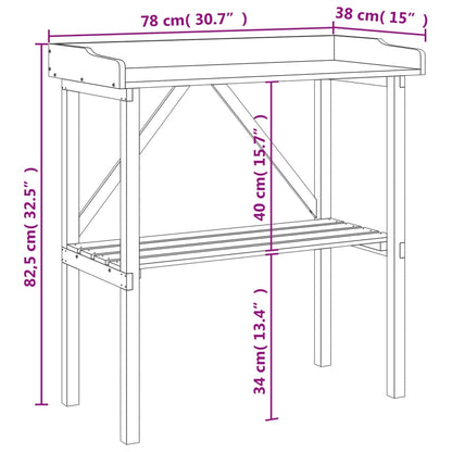 Tavolo Piante Con Ripiano 78X38X,82,5Cm Massello Abete