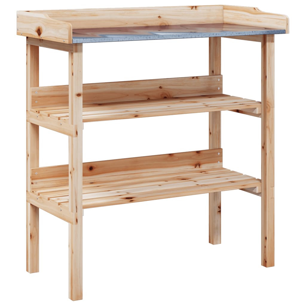 Tavolo Piante Con Ripiani 78X38X,82,5Cm Legno Massello Abete