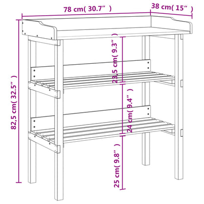 Tavolo Piante Con Ripiani 78X38X,82,5Cm Legno Massello Abete