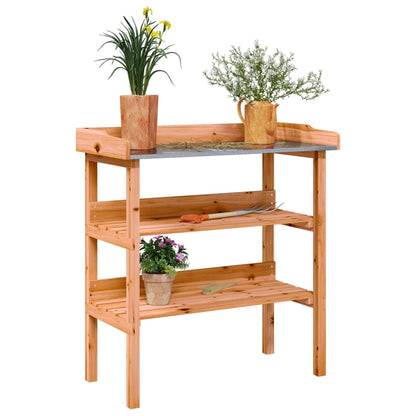 Tavolo Piante Con Ripiani 78X38X,82,5Cm Legno Massello Abete