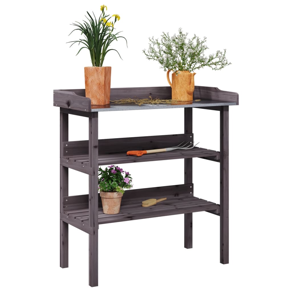 Tavolo Piante Con Ripiani 78X38X,82,5Cm Legno Massello Abete