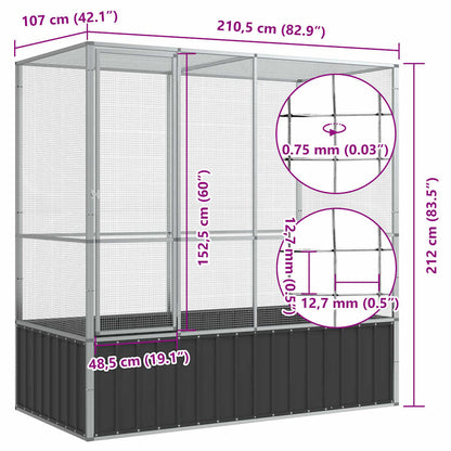 Voliera Argento 210,5X107X212 Cm In Acciaio
