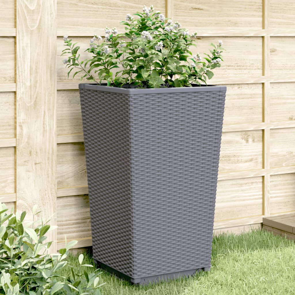Fioriere Da Giardino 2 Pz Nere 32,5X32,5X57 Cm In Pp