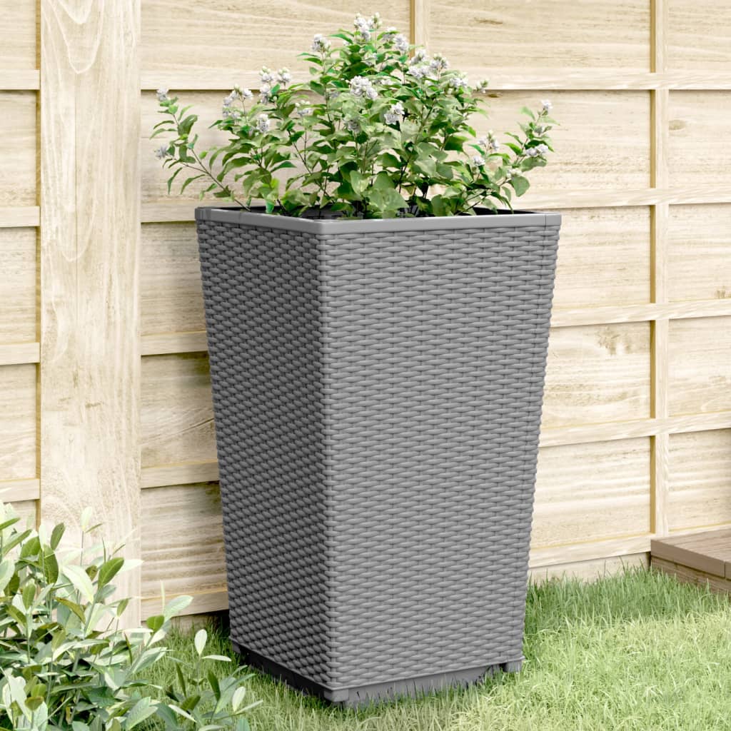 Fioriere Da Giardino 2 Pz Nere 32,5X32,5X57 Cm In Pp