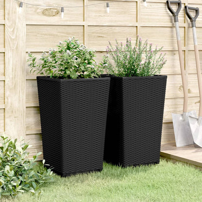 Fioriere Da Giardino 2 Pz Nere 32,5X32,5X57 Cm In Pp
