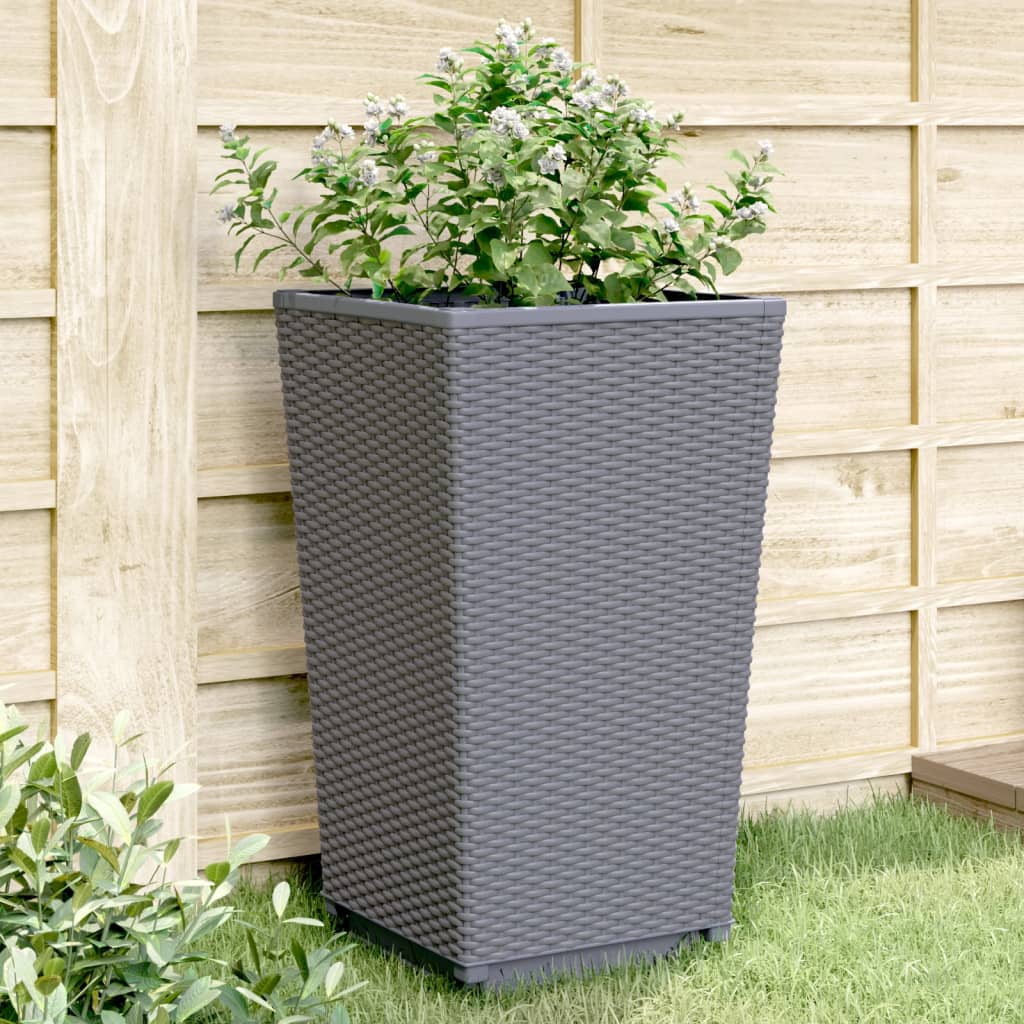 Fioriere Da Giardino 2 Pz Nere 32,5X32,5X57 Cm In Pp