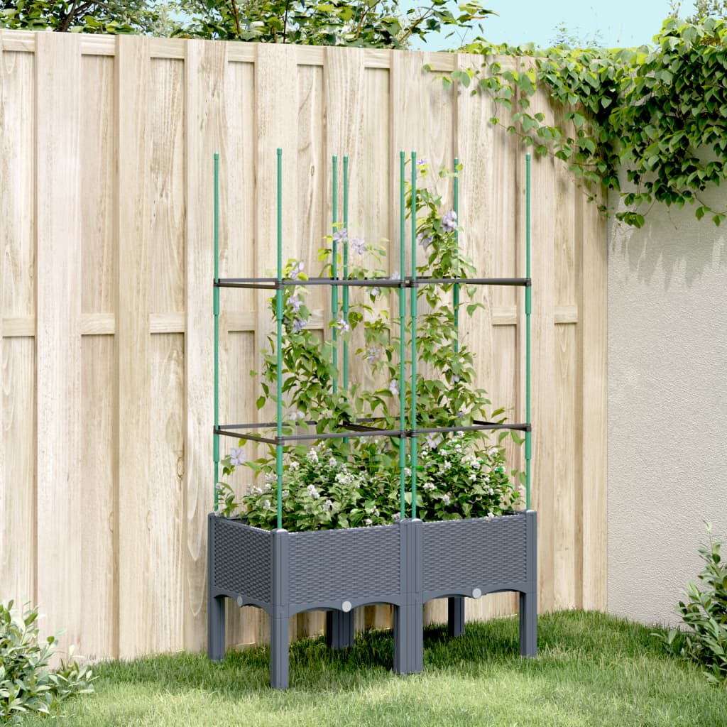 Fioriera Da Giardino Con Traliccio 120X40X142,5Cm In Pp