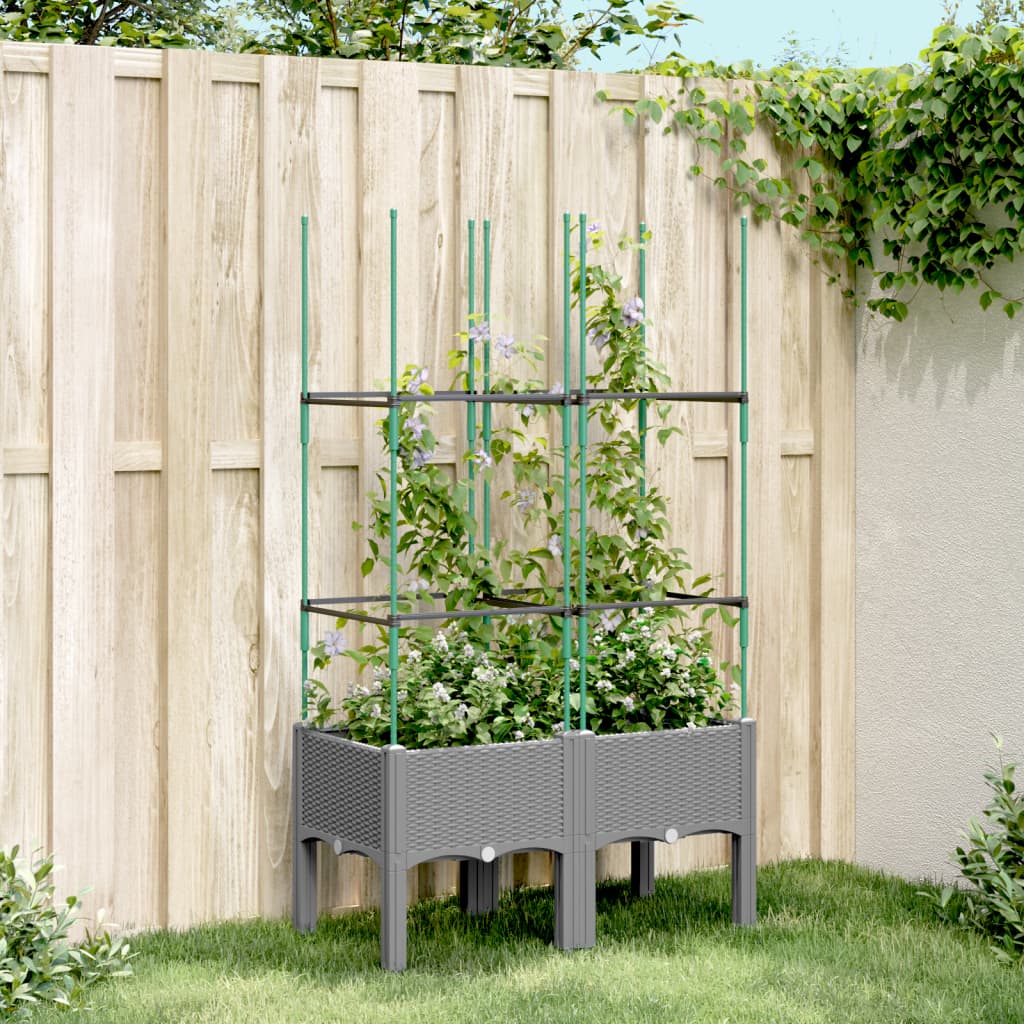 Fioriera Da Giardino Con Traliccio 120X40X142,5Cm In Pp