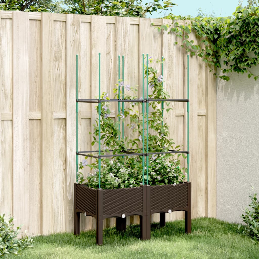 Fioriera Da Giardino Con Traliccio 120X40X142,5Cm In Pp