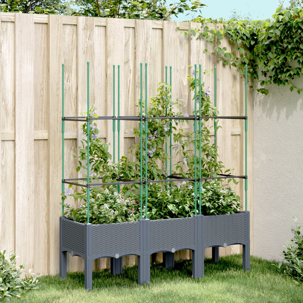 Fioriera Da Giardino Con Traliccio 120X40X142,5Cm In Pp