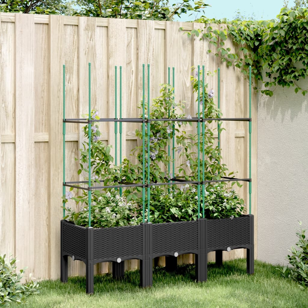 Fioriera Da Giardino Con Traliccio 120X40X142,5Cm In Pp