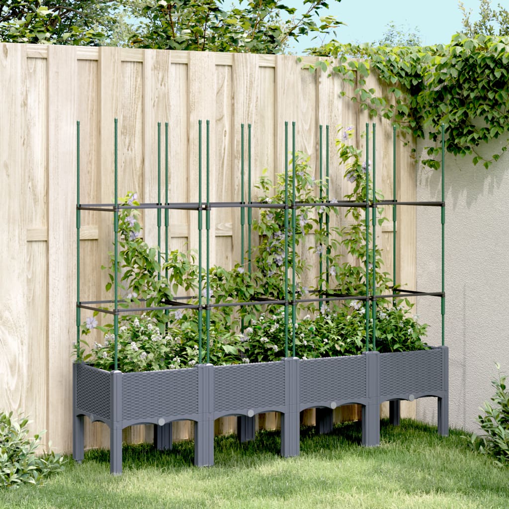 Fioriera Da Giardino Con Traliccio 120X40X142,5Cm In Pp