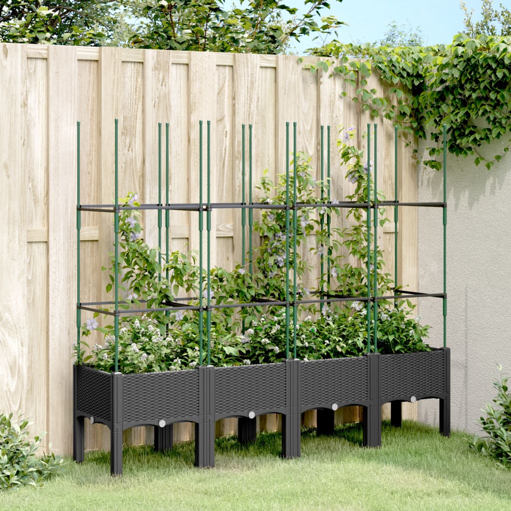 Fioriera Da Giardino Con Traliccio 120X40X142,5Cm In Pp